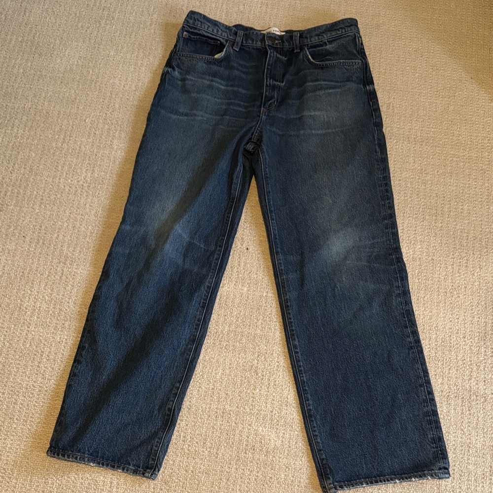 Denim Forum Women's Dark Blue Wide Leg Jeans